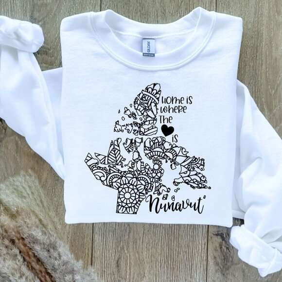 Hand Crafted Other - Canadian Provinces Home Is Where The Heart Is Sweatshirt Sweater - Nunavut